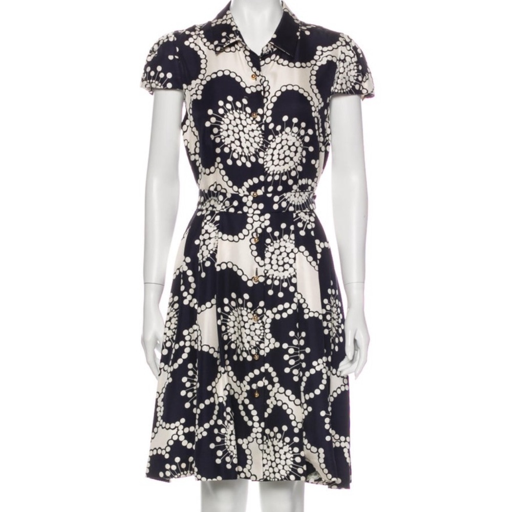 Kate Spade 100% silk floral print shirt dress size 8